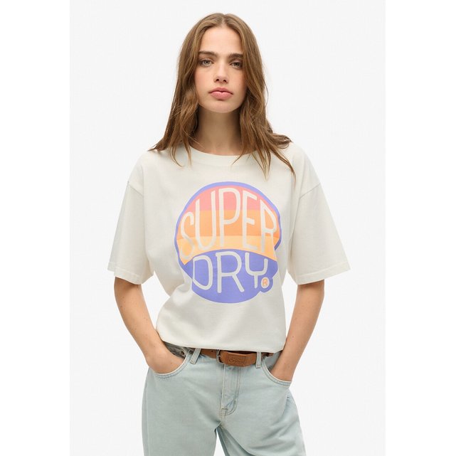 T-shirt oversize με μοτίβο ουράνιο τόξο