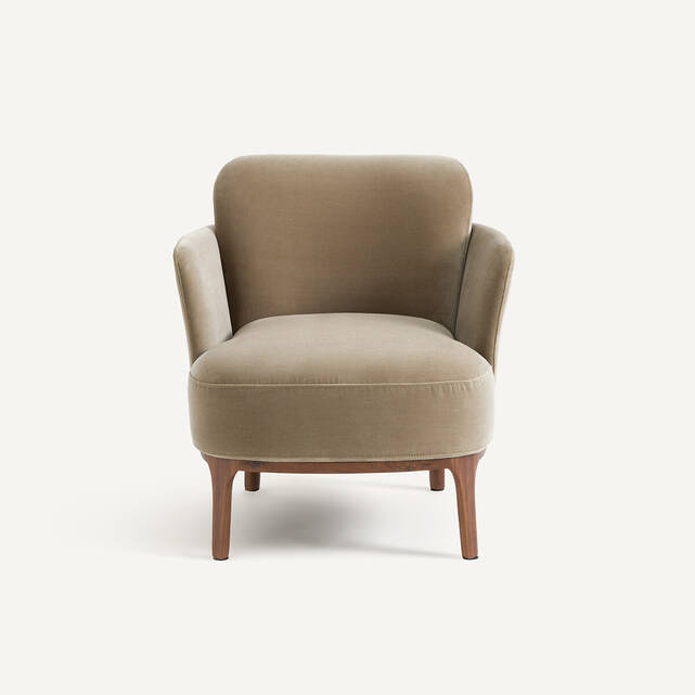 Πολυθρόνα από μασίφ ξύλο καρυδιάς και βελούδο, Jabote
