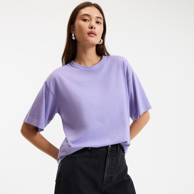 T-shirt χαλαρής εφαρμογής, στρογγυλός λαιμός, κοντά μανίκια