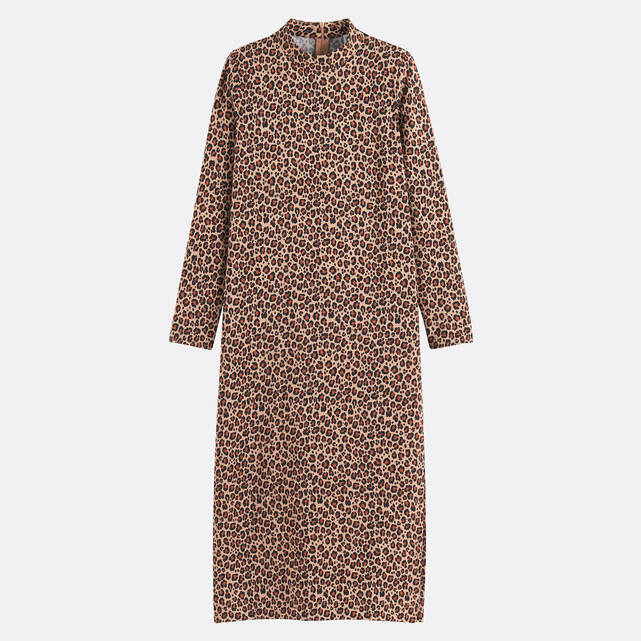 Μακρύ φόρεμα ίσιο με animal print