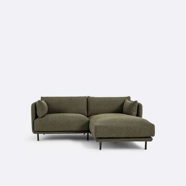 Γωνιακός καναπές Compact με μπουκλέ ύφασμα – Victor