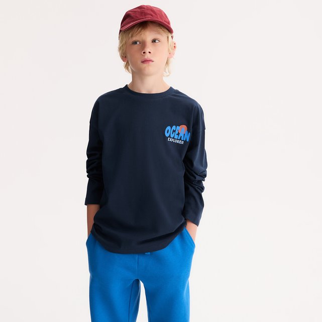 T-shirt oversized με μακριά μανίκια και εκτυπωμένο σχέδιο