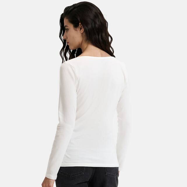 Μακρυμάνικο T-shirt από βιολογικό βαμβάκι, λαιμός σε V