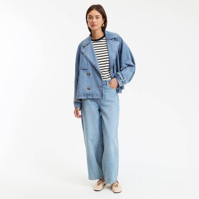 Κοντή denim καμπαρντίνα, Signature MARCELLIN