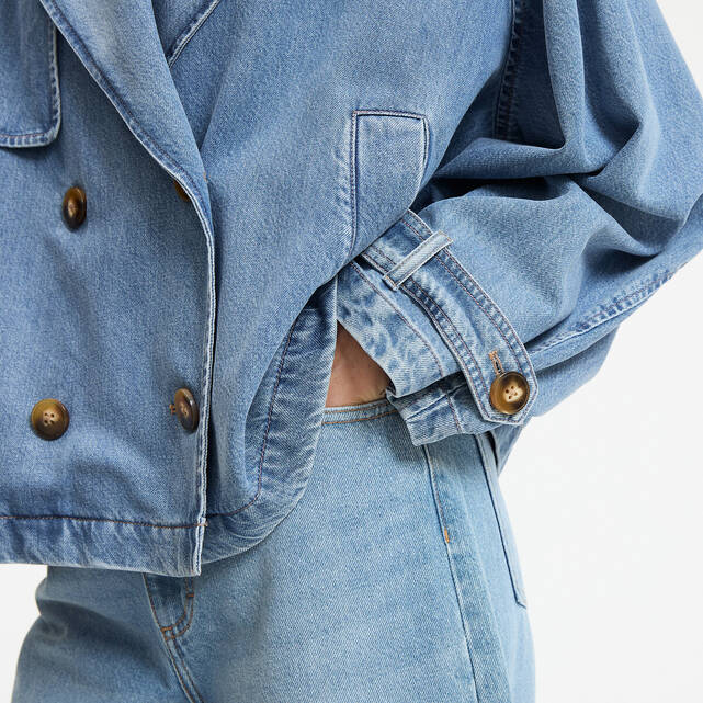 Κοντή denim καμπαρντίνα, Signature MARCELLIN
