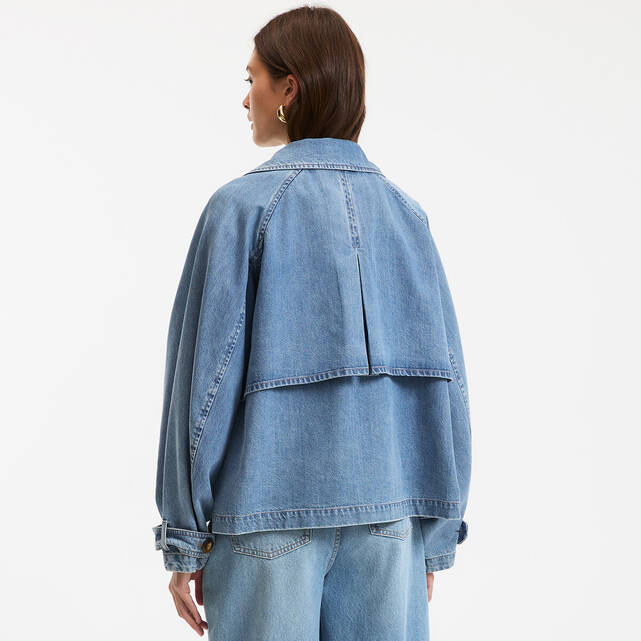 Κοντή denim καμπαρντίνα, Signature MARCELLIN