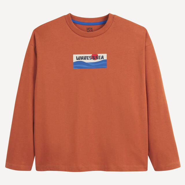 Oversized μακρυμάνικο T-shirt με στάμπα