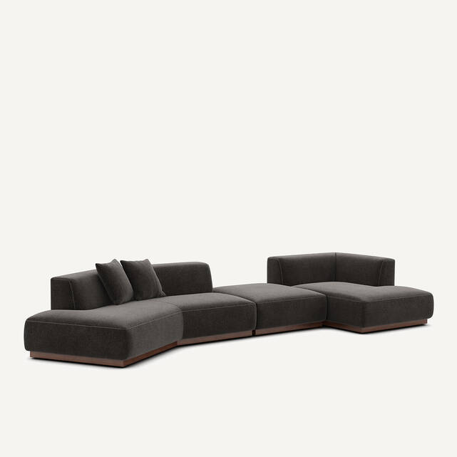 Γωνιακός καναπές δεξιά XL από βελούδο chenille, Jacopo