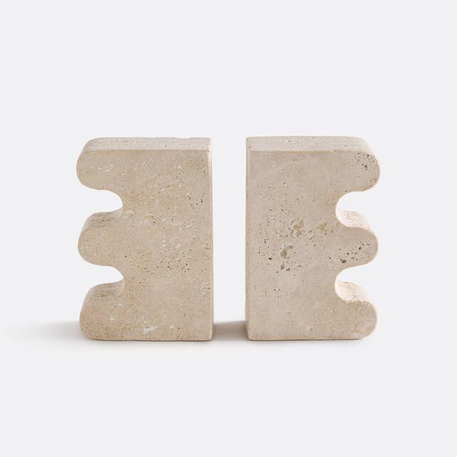 Σετ 2 βιβλιοστάτες από τραβερτίνη, Tavla
