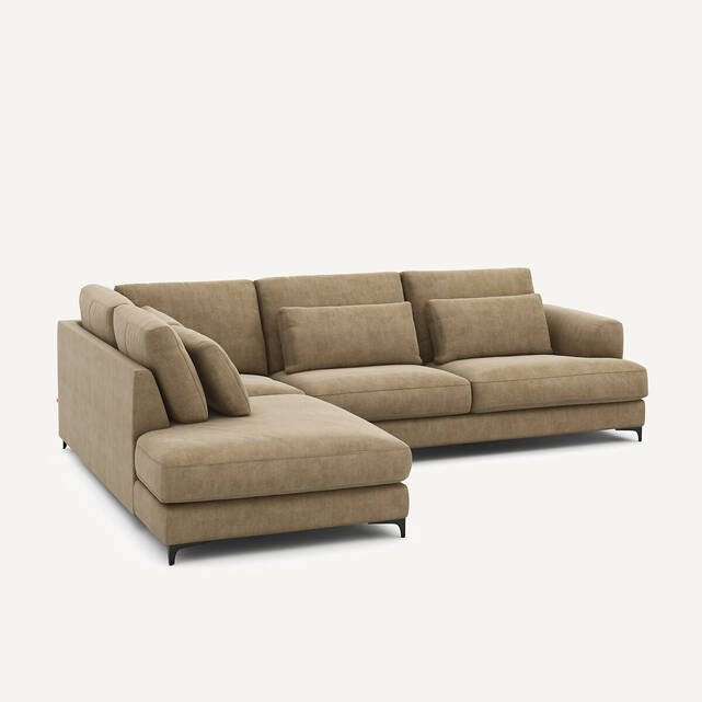 Γωνιακός καναπές αριστερός από βελούδο stonewashed, Marsile
