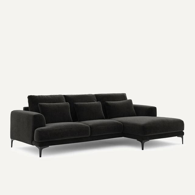 Γωνιακός καναπές δεξίος από βελούδινο chenille, Marsile