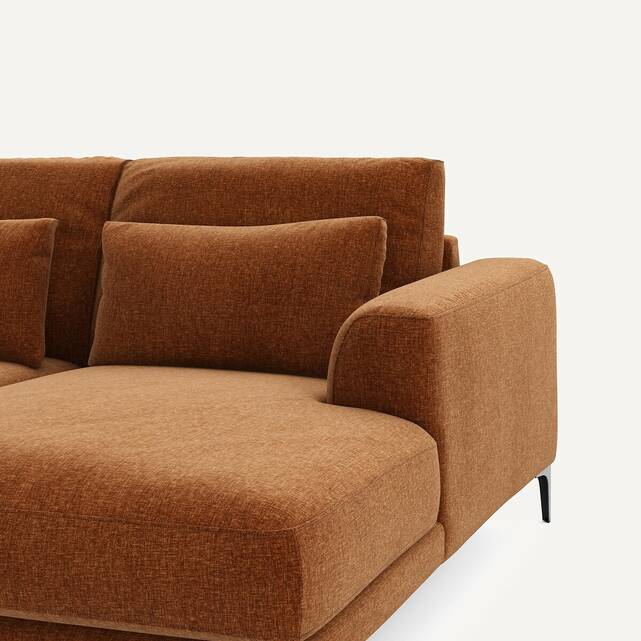 Γωνιακός καναπές δεξίος από βελούδινο chenille, Marsile