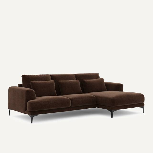 Γωνιακός καναπές δεξίος από βελούδινο chenille, Marsile