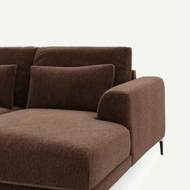 Γωνιακός καναπές δεξίος από βελούδινο chenille, Marsile