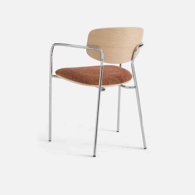 Καρέκλα τραπεζαρίας από χρώμιο και ξύλο, Avino