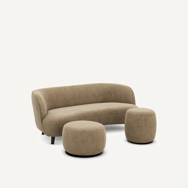 Υποπόδιο XL από βελούδο stonewashed Rosebury, σχεδίασης E.Gallina