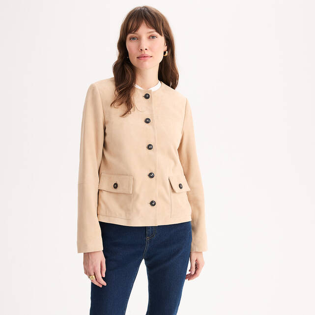 Δερμάτινο σουέτ jacket με σούστες