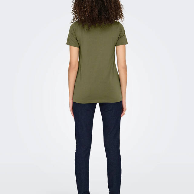Κοντομάνικο T-shirt με χρυσαφί σιρίτι