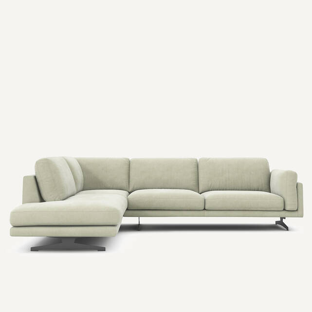 Γωνιακός καναπές από βελούδο stonewashed, CESAR
