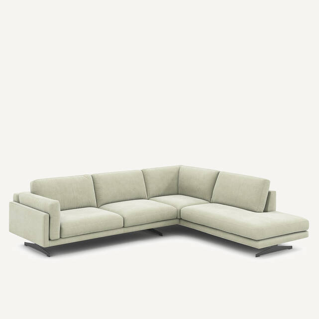 Γωνιακός καναπές από βελούδο stonewashed, CESAR