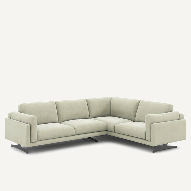 Γωνιακός καναπές από βελούδο stonewashed, CESAR