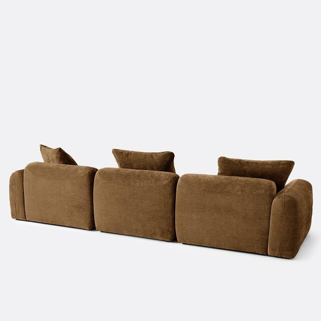 Γωνιακός αριστερός modular καναπές 3 θέσεων, από ζακάρ chenille, AMAD