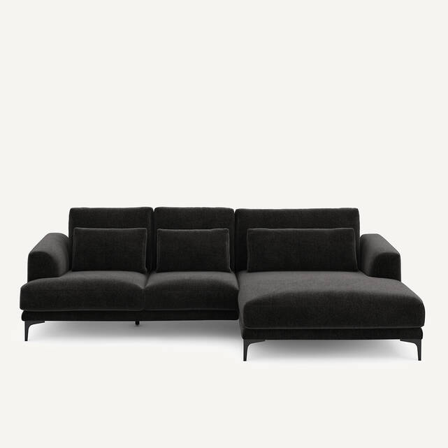 Γωνιακός καναπές XL δεξιός, από βελούδινο chenille, MARSILE