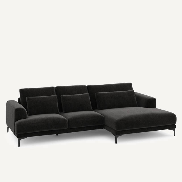 Γωνιακός καναπές XL δεξιός, από βελούδινο chenille, MARSILE