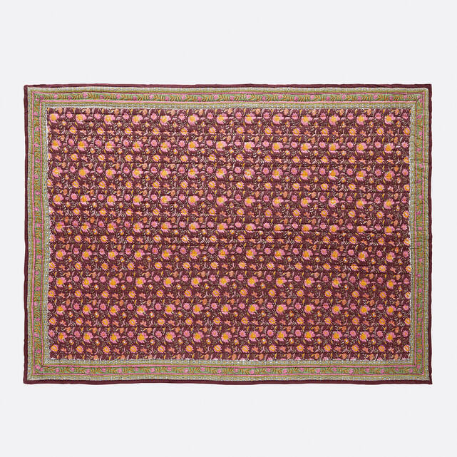 Κάλυμμα κρεβατιού από βαμβάκι καπιτονέ με block print, Manassi