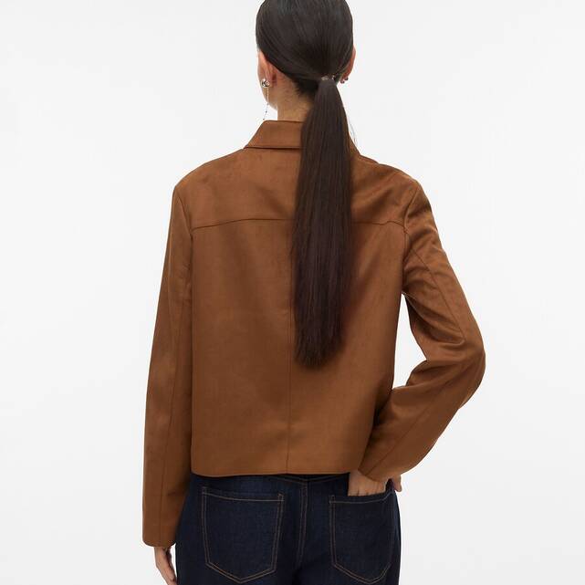 Jacket από faux σουέτ με τσέπες και γιακά πόλο