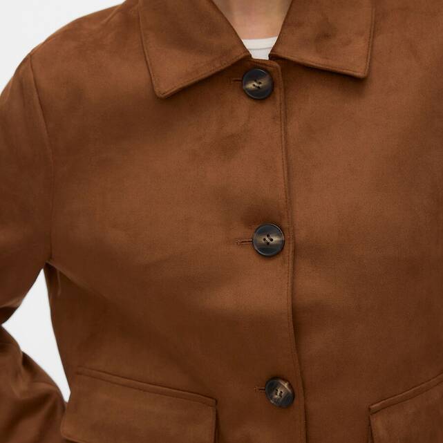 Jacket από faux σουέτ με τσέπες και γιακά πόλο