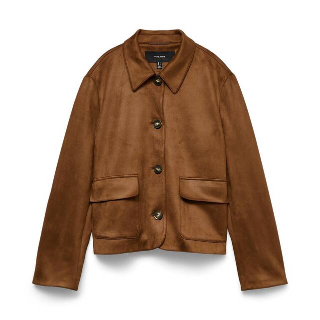 Jacket από faux σουέτ με τσέπες και γιακά πόλο