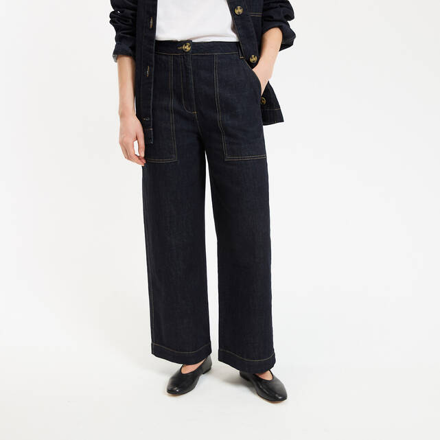 Τζιν παντελόνι φαρδύ 7/8 σε στυλ workwear