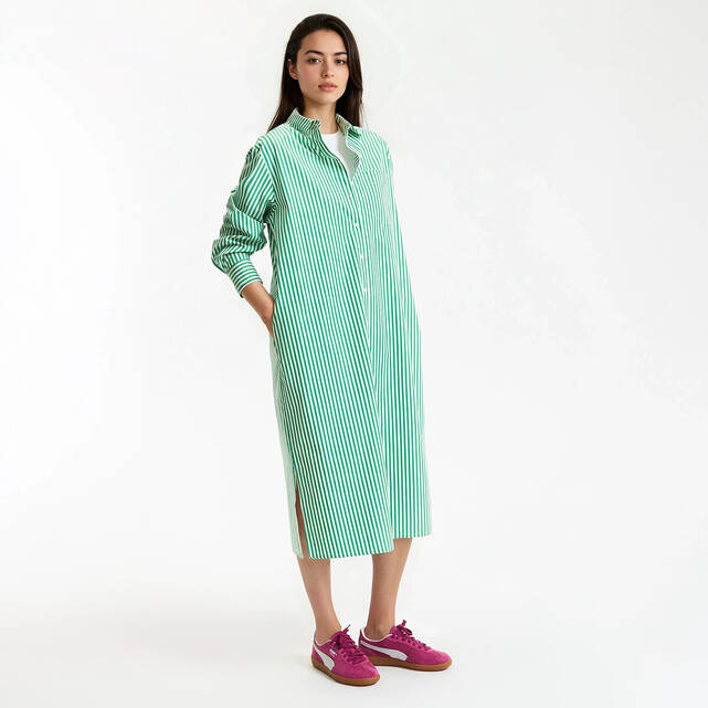 Ίσιο μακρύ σεμιζιέ φόρεμα με μακριά μανίκια