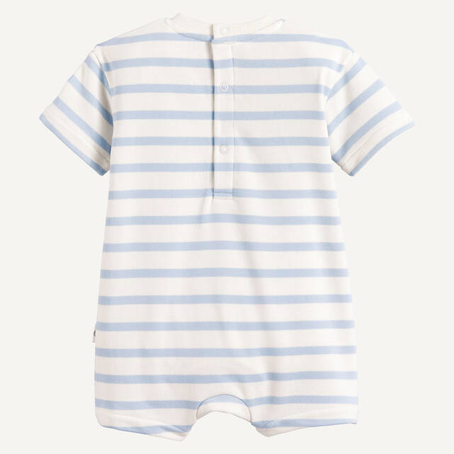 Ολόσωμο σορτς με ρίγες, σχέδιο καβουράκι στο στήθος, από φούτερ
