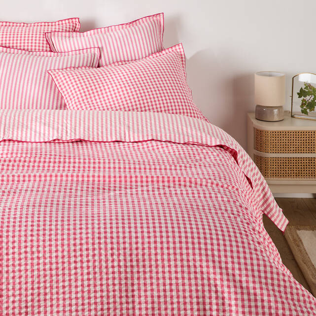 Παπλωματοθήκη βαμβακερή seersucker, COTTAGE FRAMBOISE