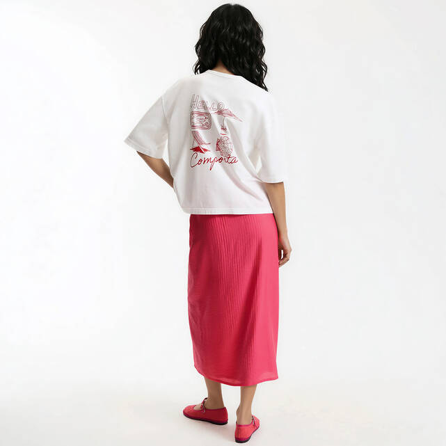 Κοντομάνικο t-shirt με στρογγυλή λαιμόκοψη και στάμπα στην πλάτη