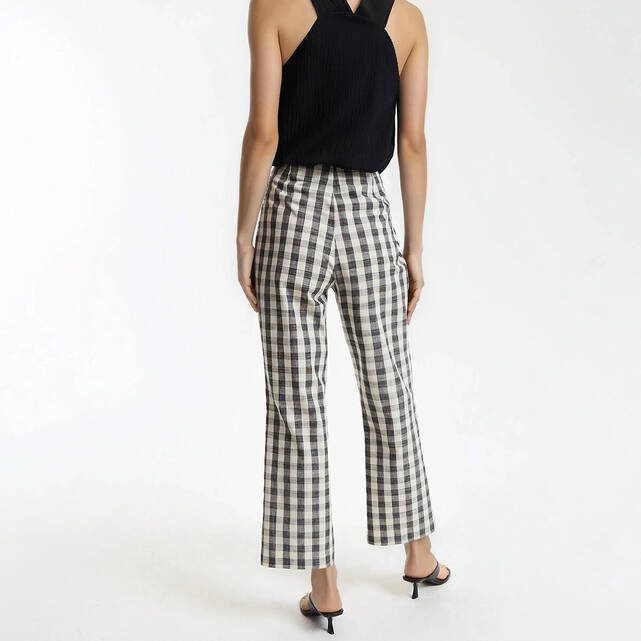Παντελόνι bootcut 7 8 με καρό vichy