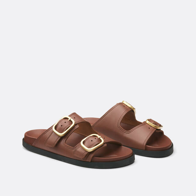 Δερμάτινα mules με διπλό λουράκι