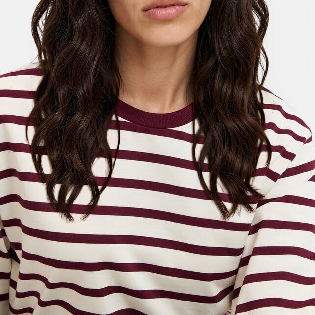 Τ-shirt με ρίγες, στρογγυλό λαιμό και μακριά μανίκια