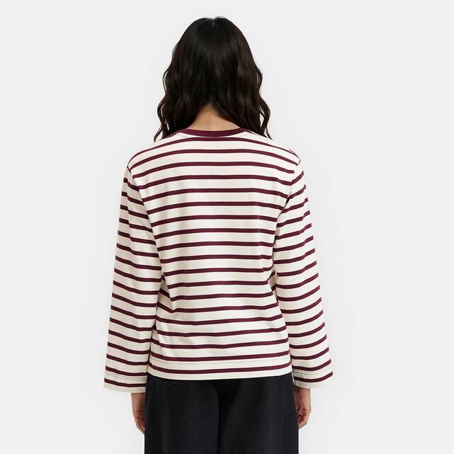 Τ-shirt με ρίγες, στρογγυλό λαιμό και μακριά μανίκια