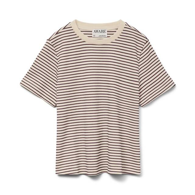 Ριγέ t-shirt με στρογγυλή λαιμόκοψη και κοντά μανίκια