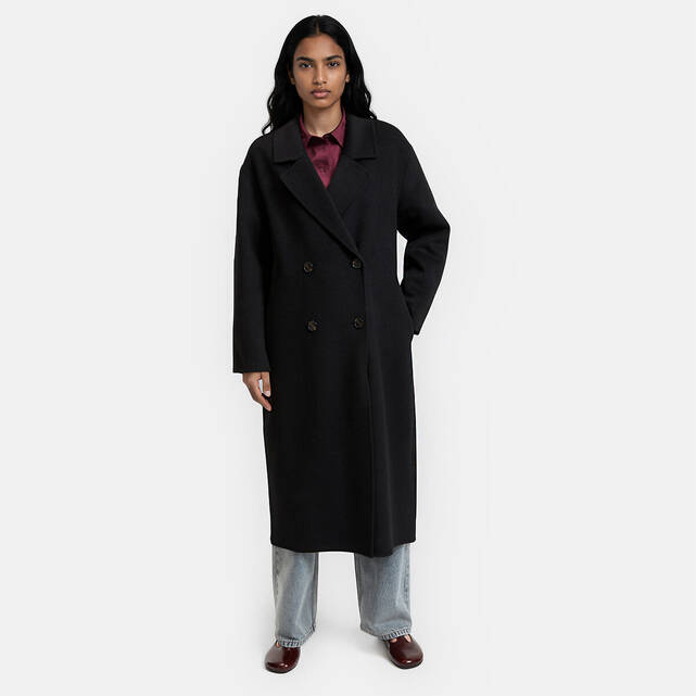 Χειροποίητο oversized σταυρωτό παλτό από μείγμα μαλλιού