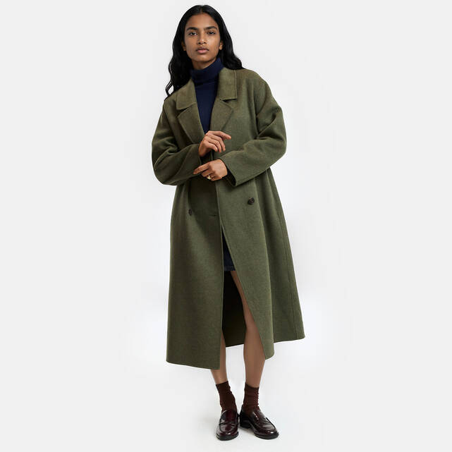 Χειροποίητο oversized σταυρωτό παλτό από μείγμα μαλλιού
