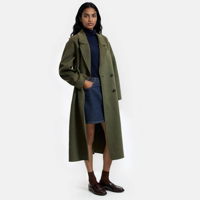 Χειροποίητο oversized σταυρωτό παλτό από μείγμα μαλλιού