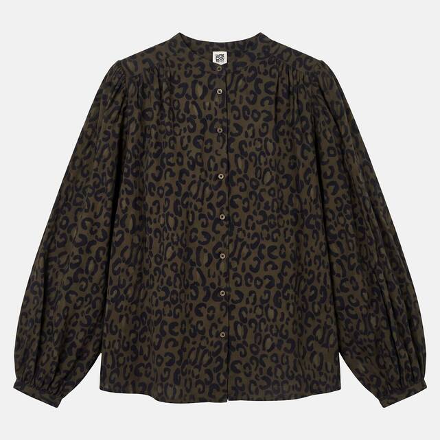 Πουκάμισο oversize με γιακά μάο και λεοπάρ print, Signature LISE