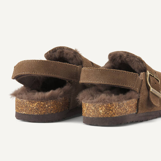 Γούνινα δερμάτινα mules