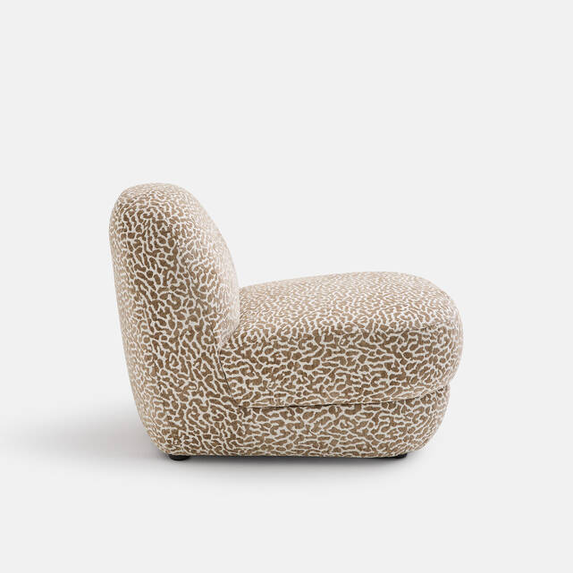 Πολυθρόνα lounge compact, ύφασμα bouclette με λεοπάρ σχέδιο, OLTO
