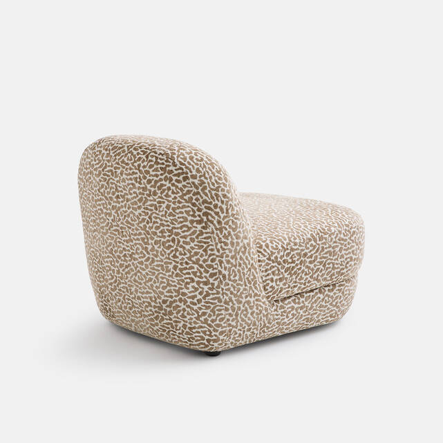 Πολυθρόνα lounge compact, ύφασμα bouclette με λεοπάρ σχέδιο, OLTO
