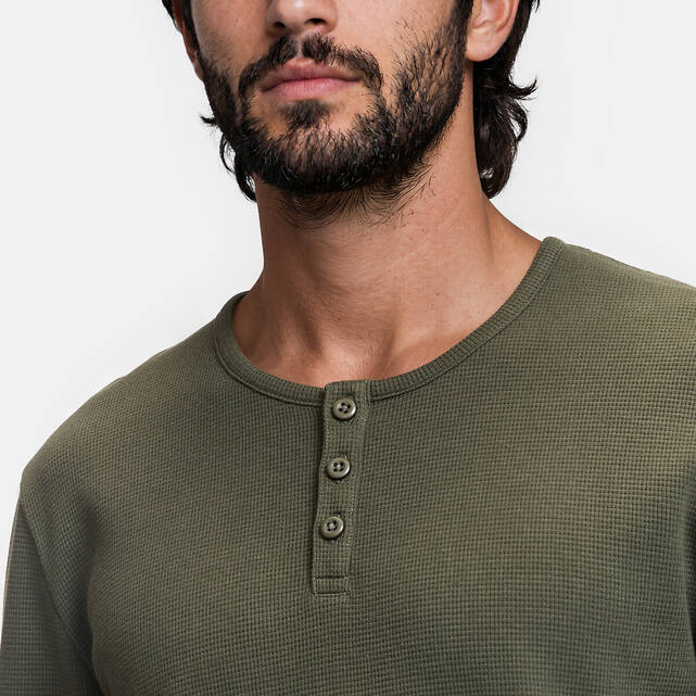 Μακρυμάνικο T-shirt με λαιμόκοψη Henley